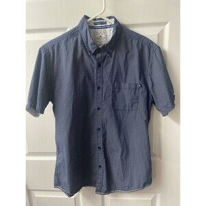 Ditch Plains by Ricky Singh Mens Blue Dot Flamingo Shirt L